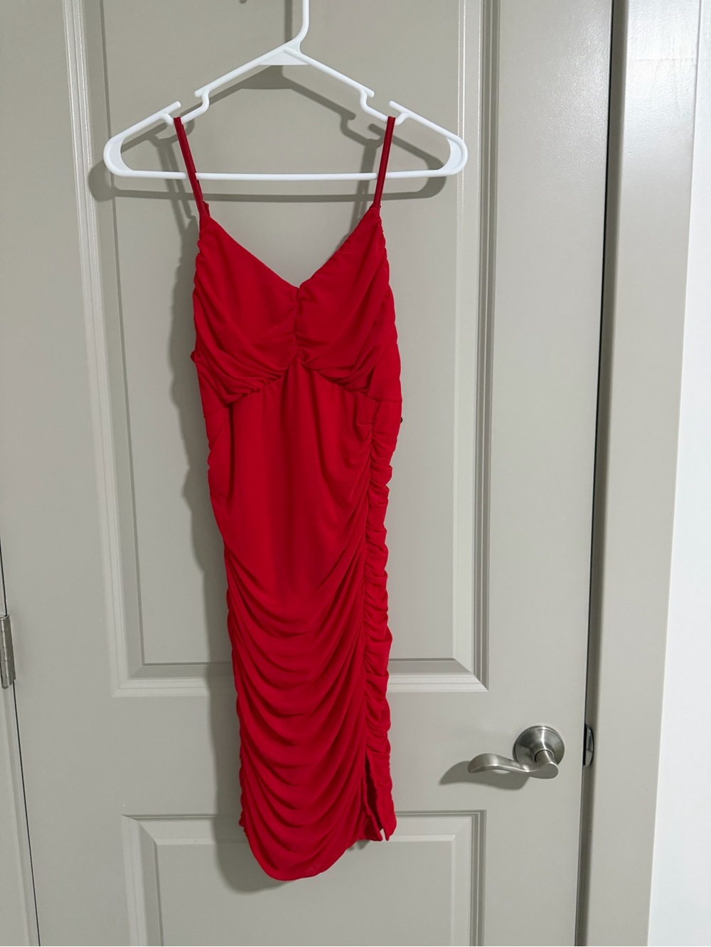 Zaful Red Ruched Midi Slip Dress